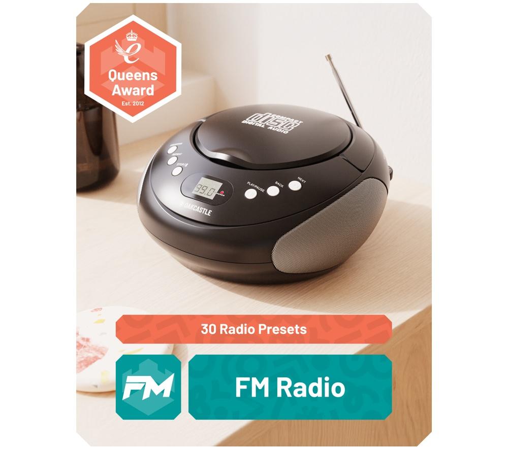 OAKCASTLE CD250 Portable Bluetooth CD Boombox with FM radio - Black image number 4 of 7