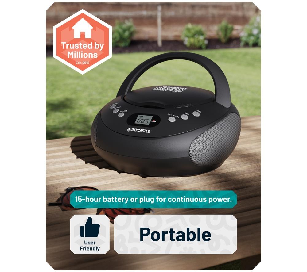 OAKCASTLE CD250 Portable Bluetooth CD Boombox with FM radio - Black image number 5 of 7