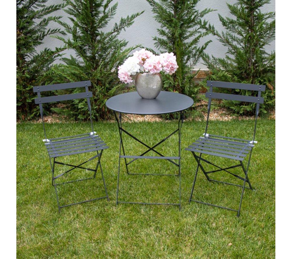 AMBIENCE 3 Piece Bistro Garden Set - Matt Dark Anthracite image number 2 of 2