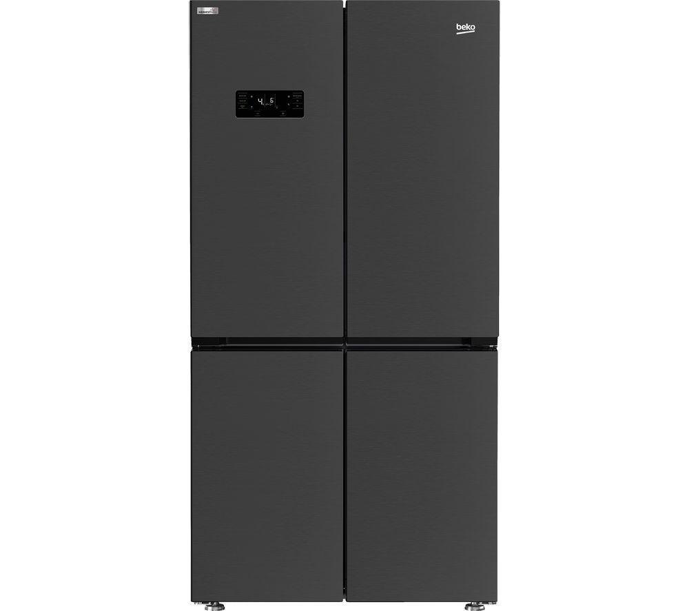 BEKO GNE446224DVPZ American-Style Smart Fridge Freezer – Black Steel, Black