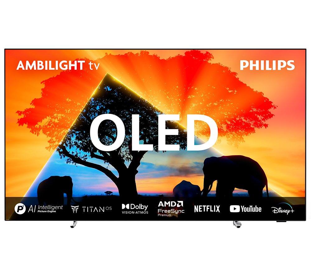 65 Philips Ambilight 55OLED759/12  Smart 4K Ultra HD HDR OLED TV, Silver/Grey,Black