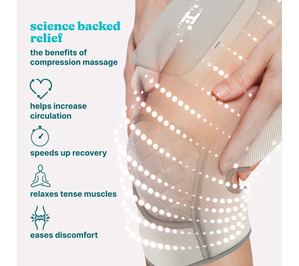 HOMEDICS Knee Compression Massage Sleeve - Grey image number 4 of 7