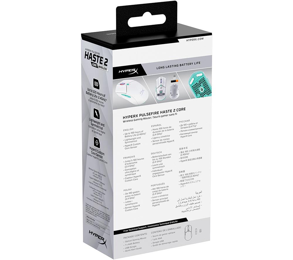 HYPERX Pulsefire Haste 2 Core RGB Wireless Optical Gaming Mouse - White image number 23 of 23