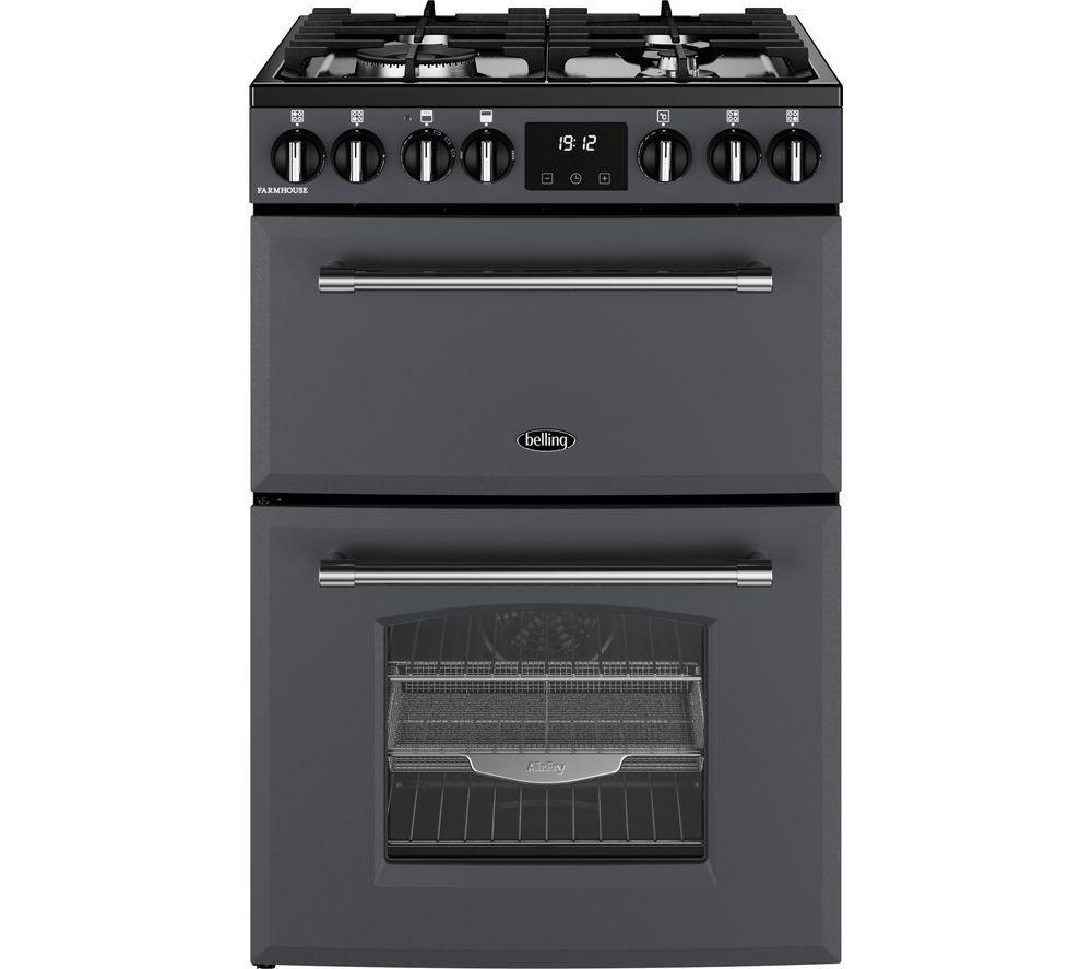 BELLING Farmhouse 60DF Dual Fuel Cooker – Anthracite & Chrome, Silver/Grey,Black