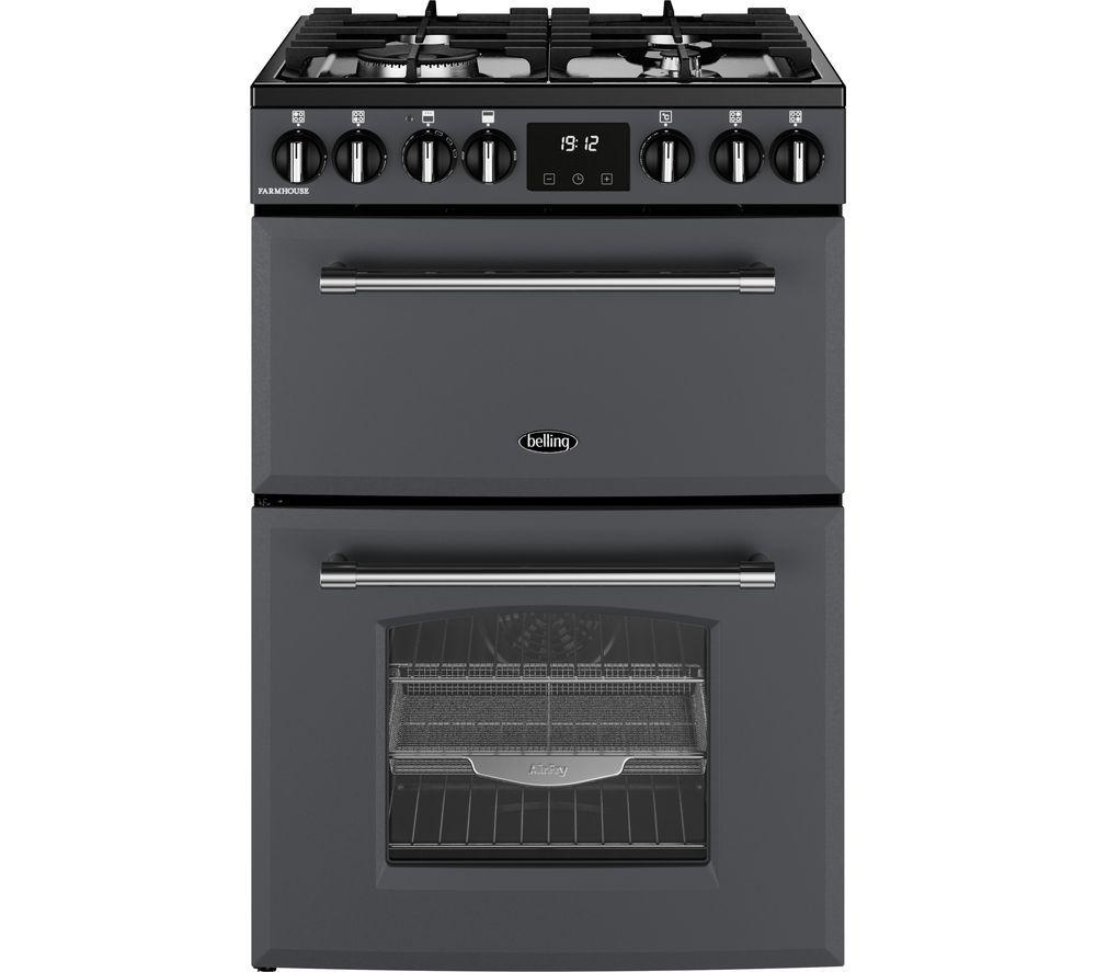 BELLING MRA FARMHOUSE 60DF ANT Dual Fuel Range Cooker – Anthracite & Chrome, Black,Silver/Grey