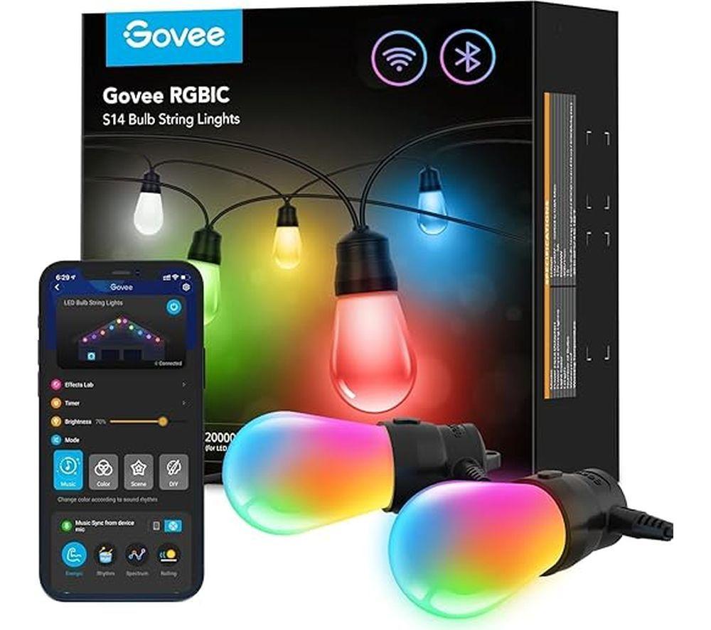 GOVEE RGBIC S14 Smart LED Outdoor String Lights - Black