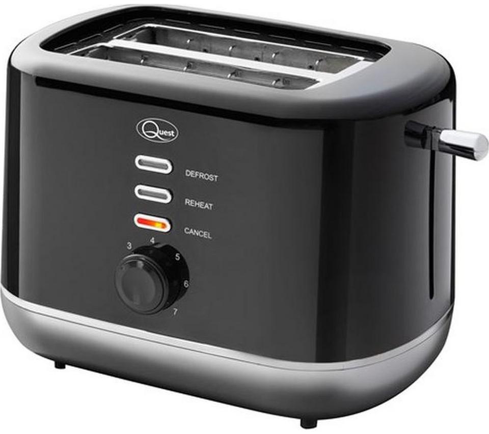 QUEST 39929 2-Slice Toaster - Black & Silver