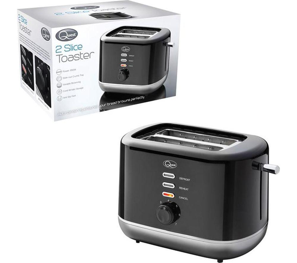 QUEST 39929 2-Slice Toaster - Black & Silver image number 2 of 5