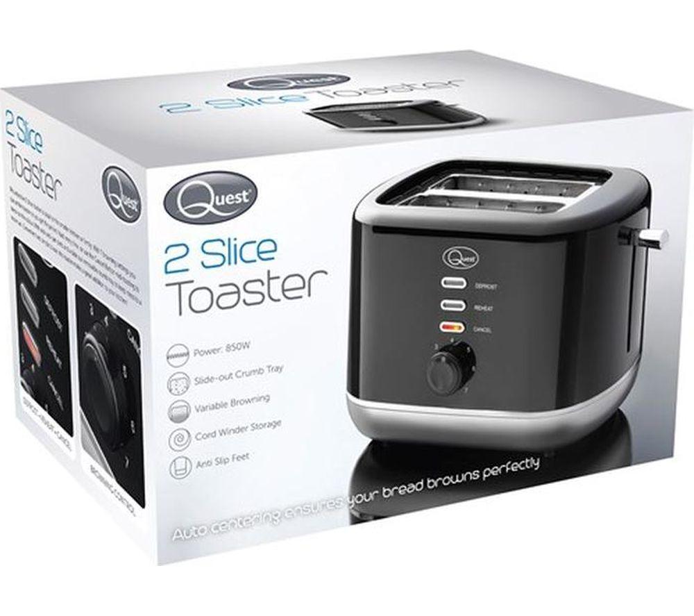 QUEST 39929 2-Slice Toaster - Black & Silver image number 4 of 5
