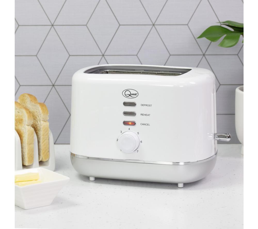 QUEST 39939 2-Slice Toaster - White & Silver image number 3 of 7