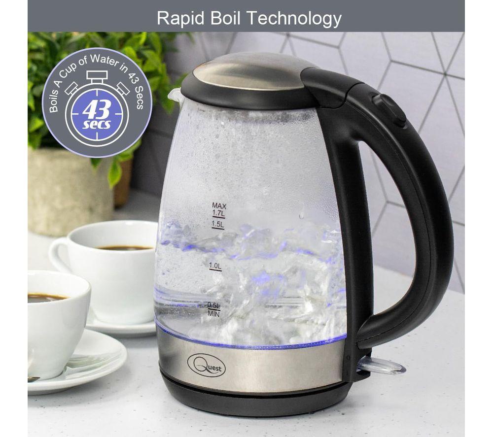QUEST 36890 Fast Boil Glass Jug Kettle - Black & Silver image number 3 of 5