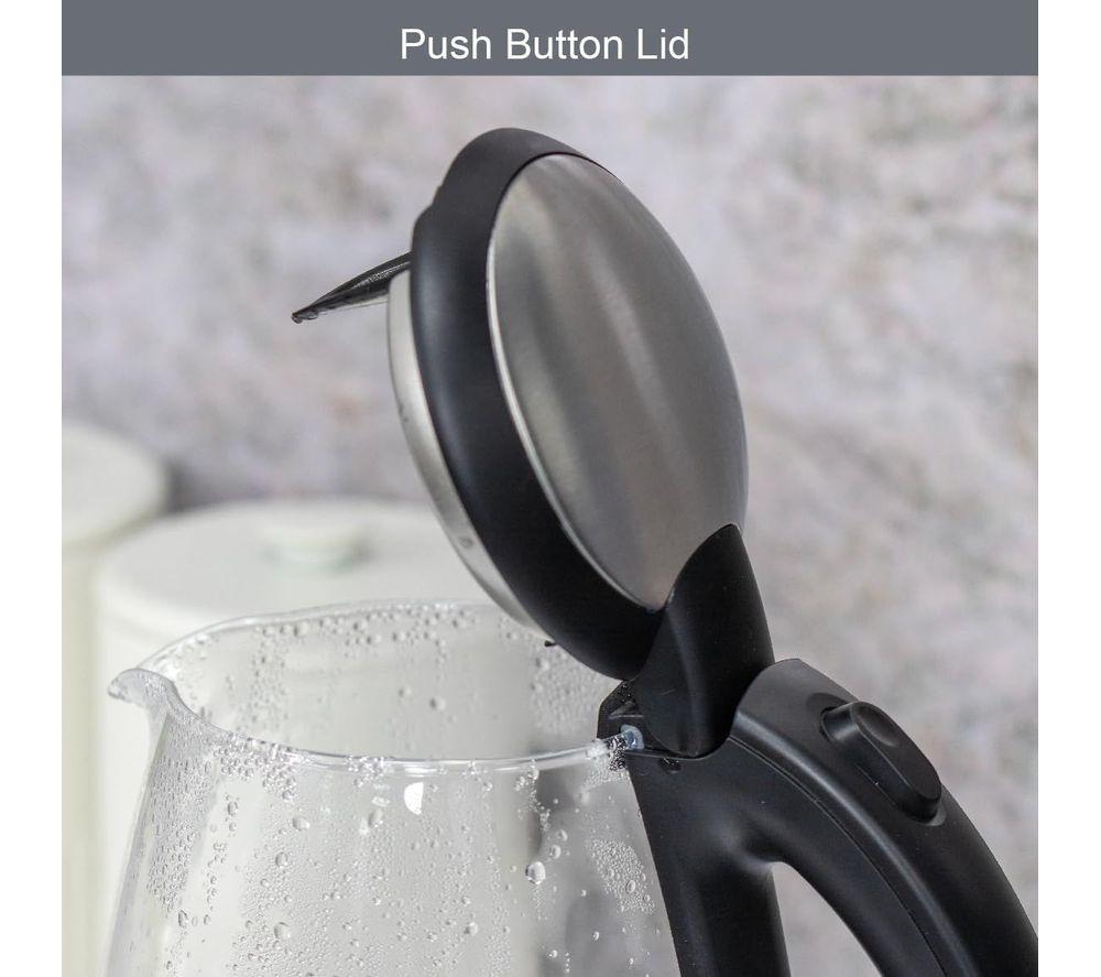 QUEST 36890 Fast Boil Glass Jug Kettle - Black & Silver image number 5 of 5