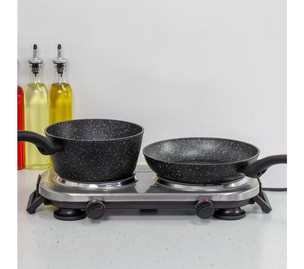 QUEST 37259 Double Ceramic Hot Plate - Black & Silver image number 2 of 6