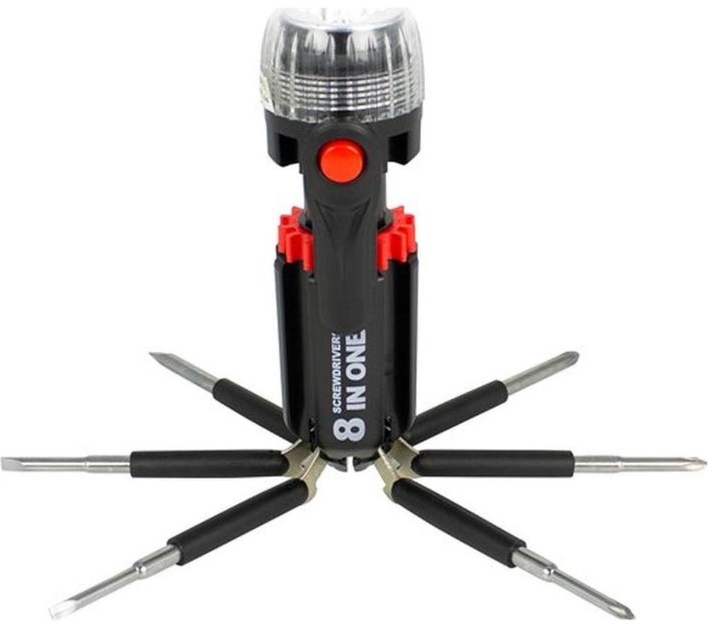 Global Gizmos Multifunction 8-In-1 Screwdriver - Black