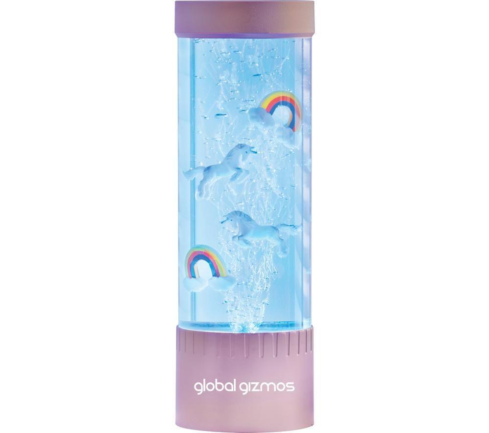 GLOBAL GIZMOS Magical Unicorn & Rainbow Bubble Lamp - Rose Gold