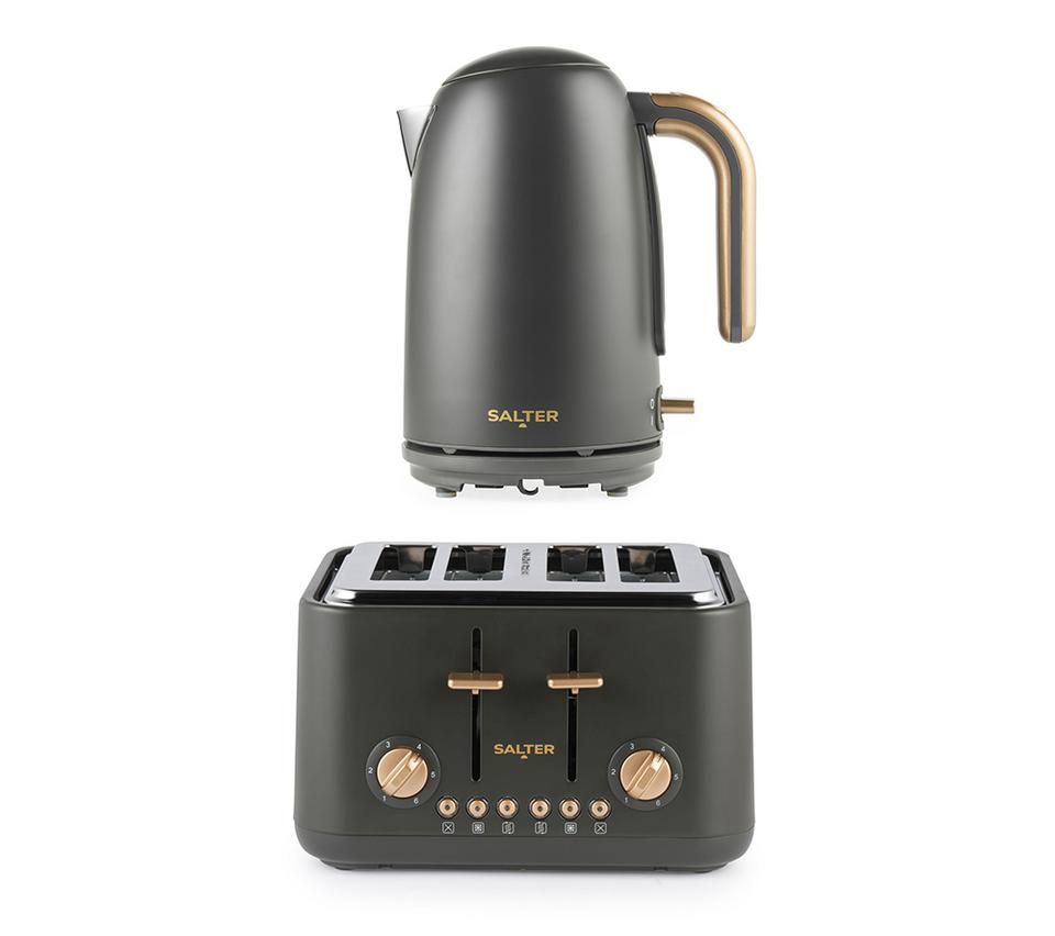 SALTER COMBO-9354 Pebble Jug Kettle & 4-Slice Toaster Bundle - Charcoal