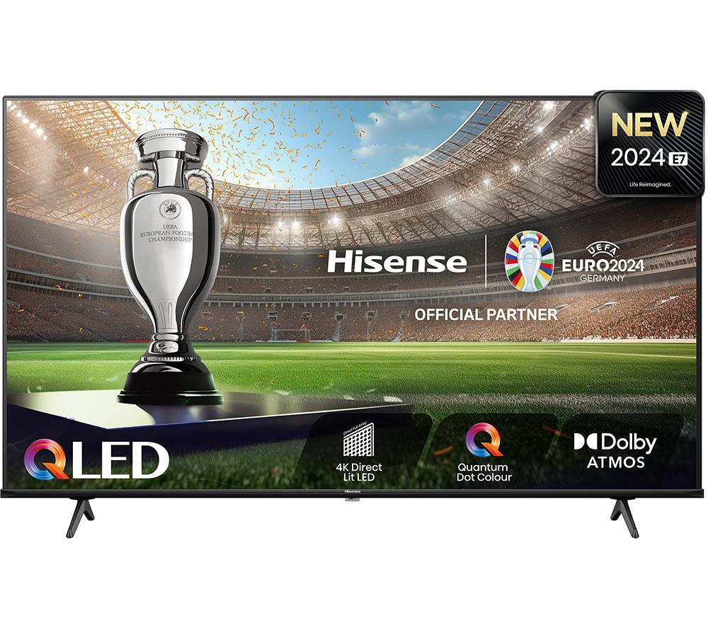 55 Hisense 55E7NQTUK  Smart 4K Ultra HD HDR QLED TV with Amazon Alexa, Black