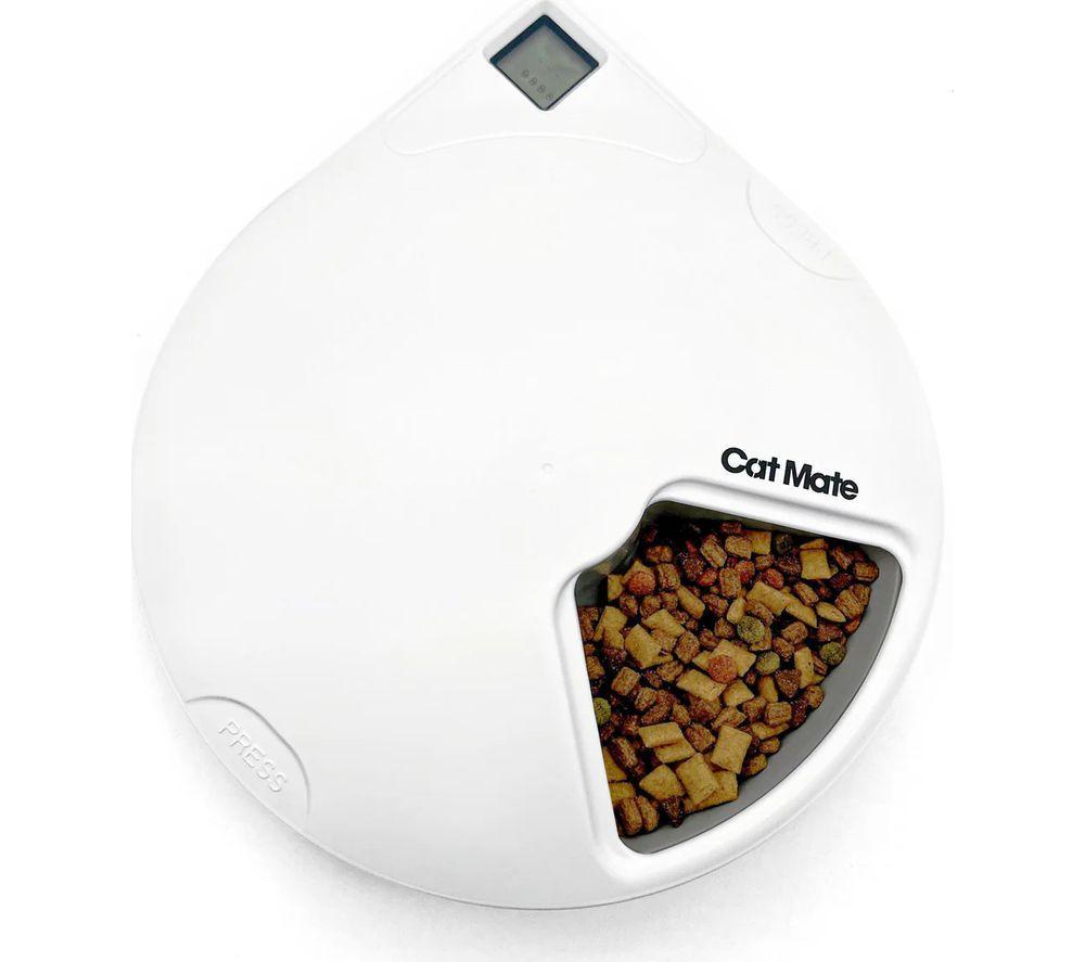 CLOSER PETS Cat Mate C500 Five-Meal Automatic Pet Feeder - White