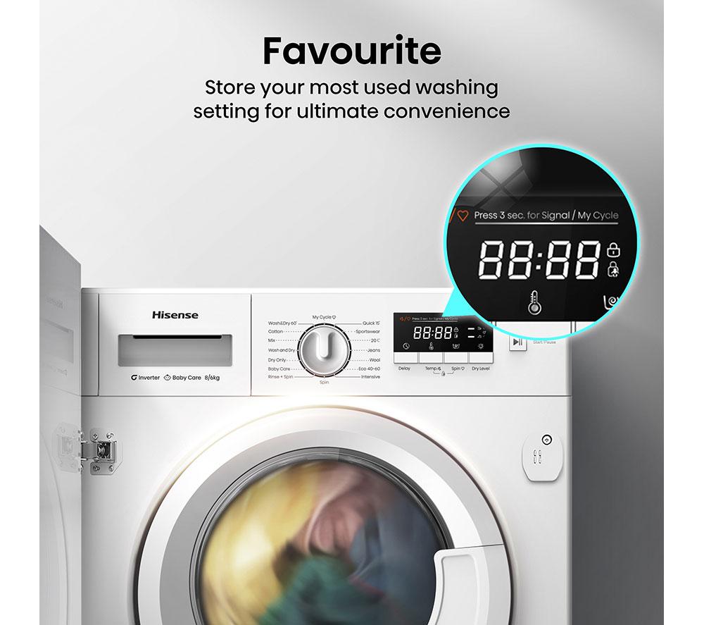 HISENSE 3 Series WD3M841BWI Integrated 8 kg Washer Dryer - White image number 10 of 14