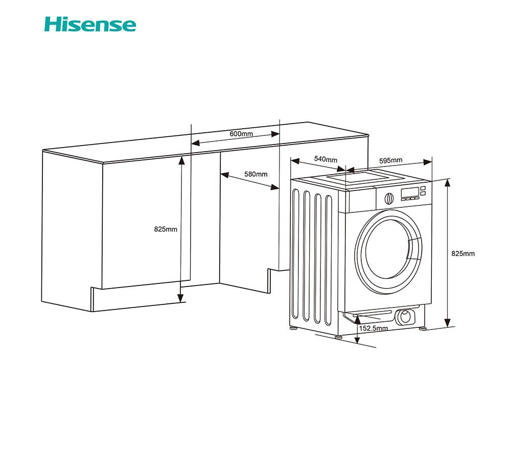 HISENSE 3 Series WD3M841BWI Integrated 8 kg Washer Dryer - White image number 13 of 14