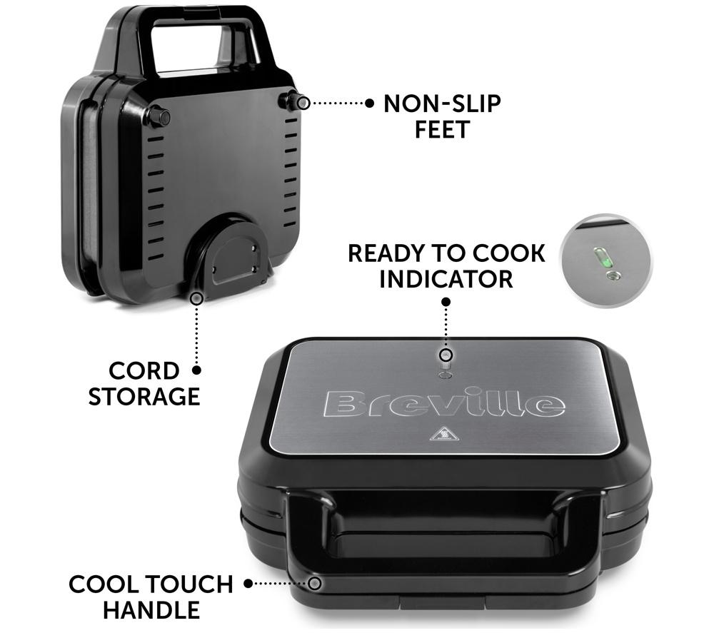 BREVILLE VST098 3-in-1 Snack Maker - Black & Stainless Steel image number 6 of 6