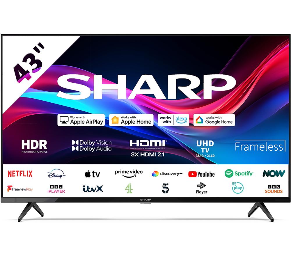 SHARP 4T-C43GJ4725K Smart 4K Ultra HD HDR LED TV, Black