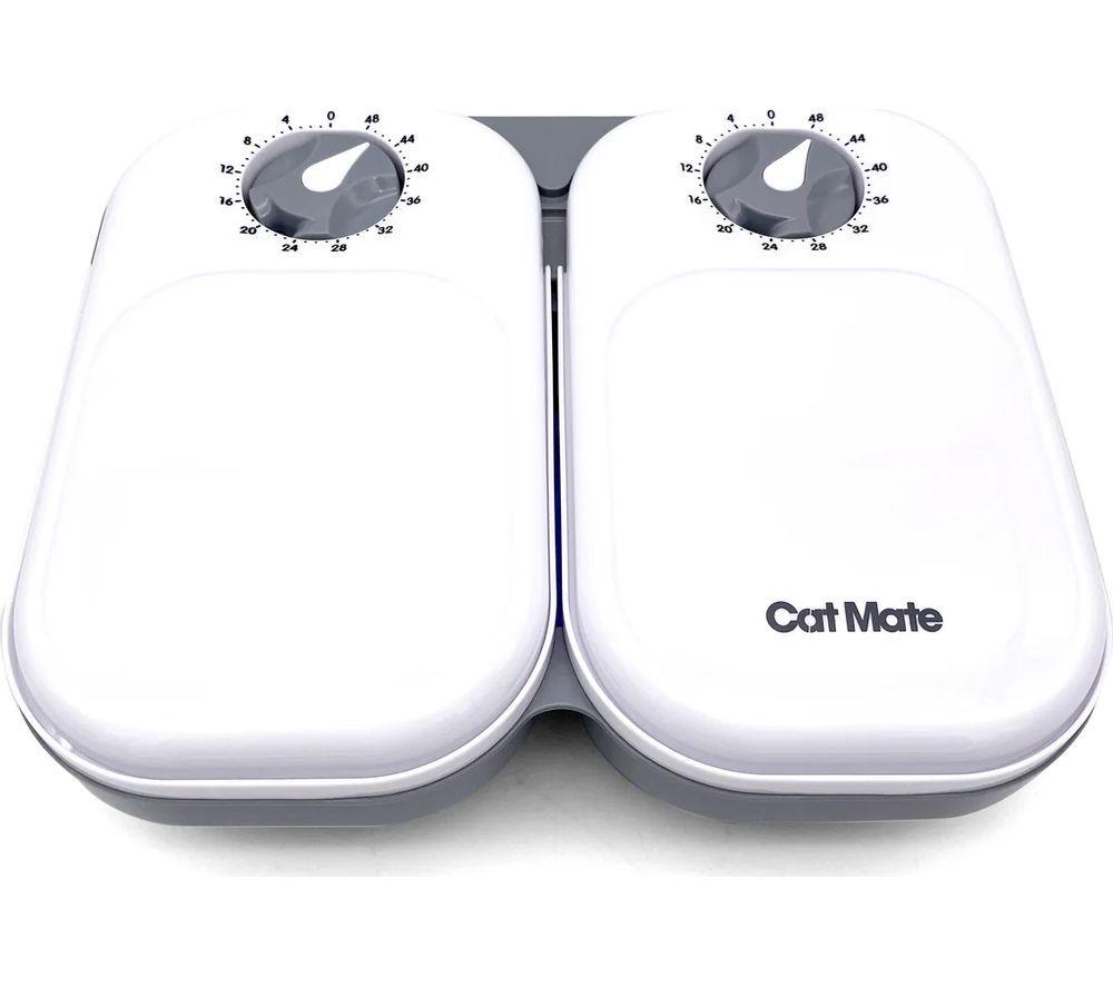 Closer Pets Cat Mate C200 Two Meal Automatic Pet Feeder, White