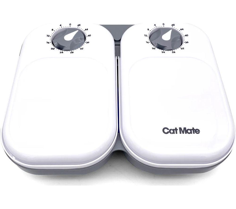 CLOSER PETS Cat Mate C200 Two Meal Automatic Pet Feeder, White