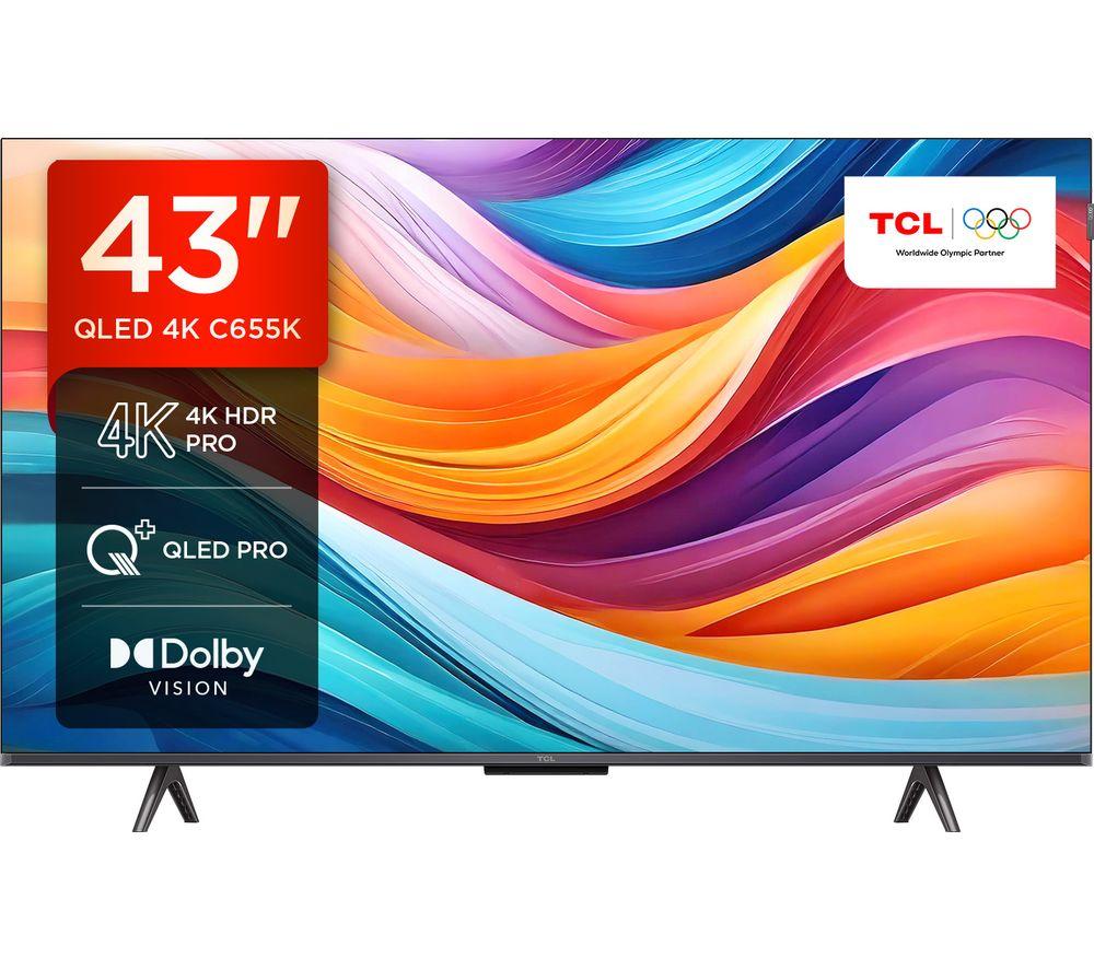 TCL 43C655K 43" Smart 4K Ultra HD HDR QLED TV with Google Assistant & Amazon Alexa