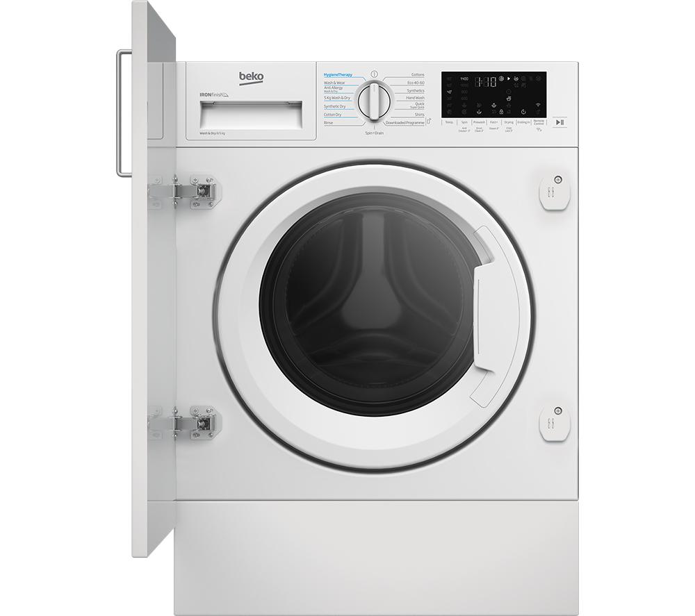 BEKO bPro 500 RecycledTub WDIK854441 WiFi-enabled Integrated 8 kg Washer Dryer, White