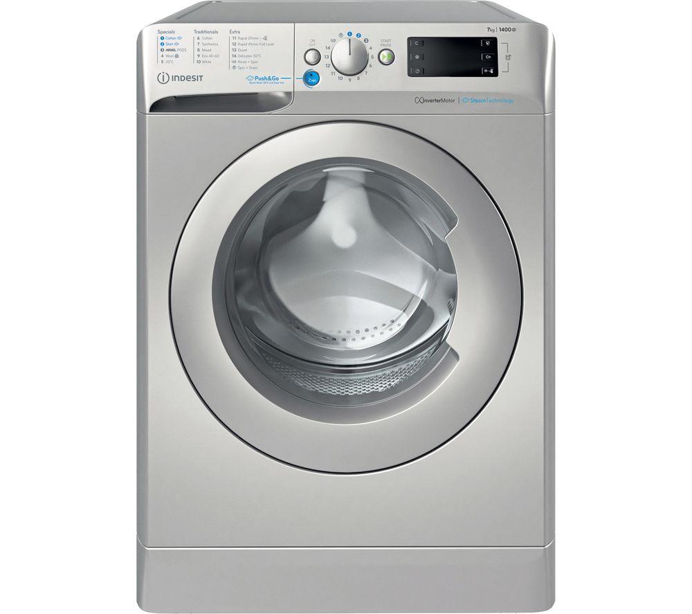 INDESIT Innex Steam Push & Go BWE 71496X SV UK 7kg 1400 Spin Washing Machine - Silver, White