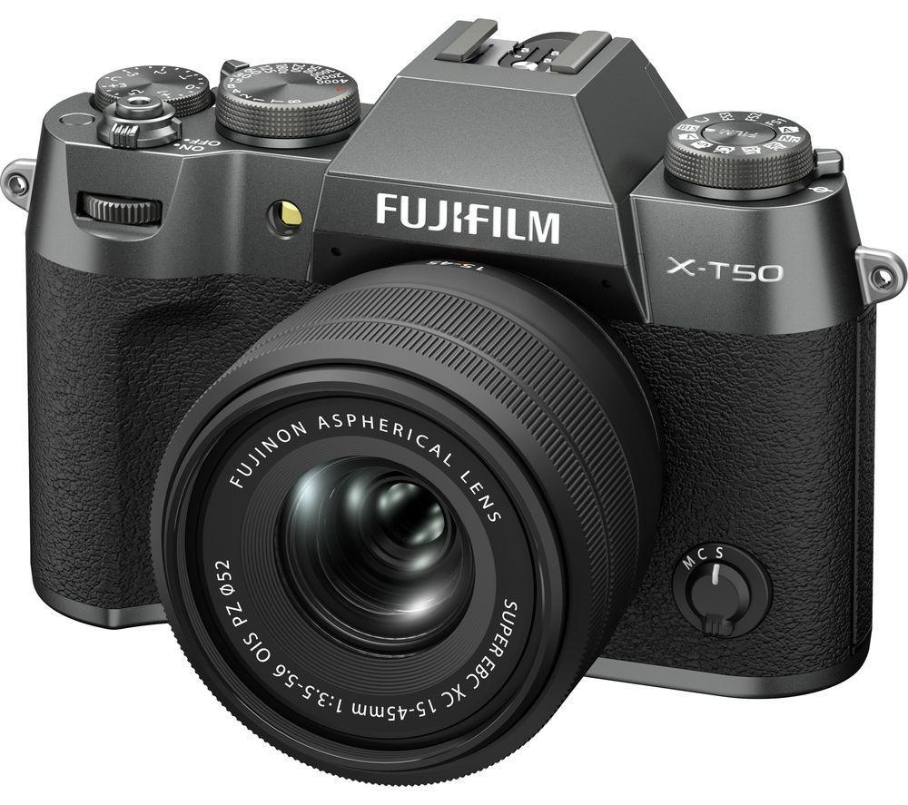 FUJIFILM X-T50 Mirrorless Camera with FUJINON XC 15-45 mm f/3.5-5.6 OIS PZ Lens - Charcoal Silver