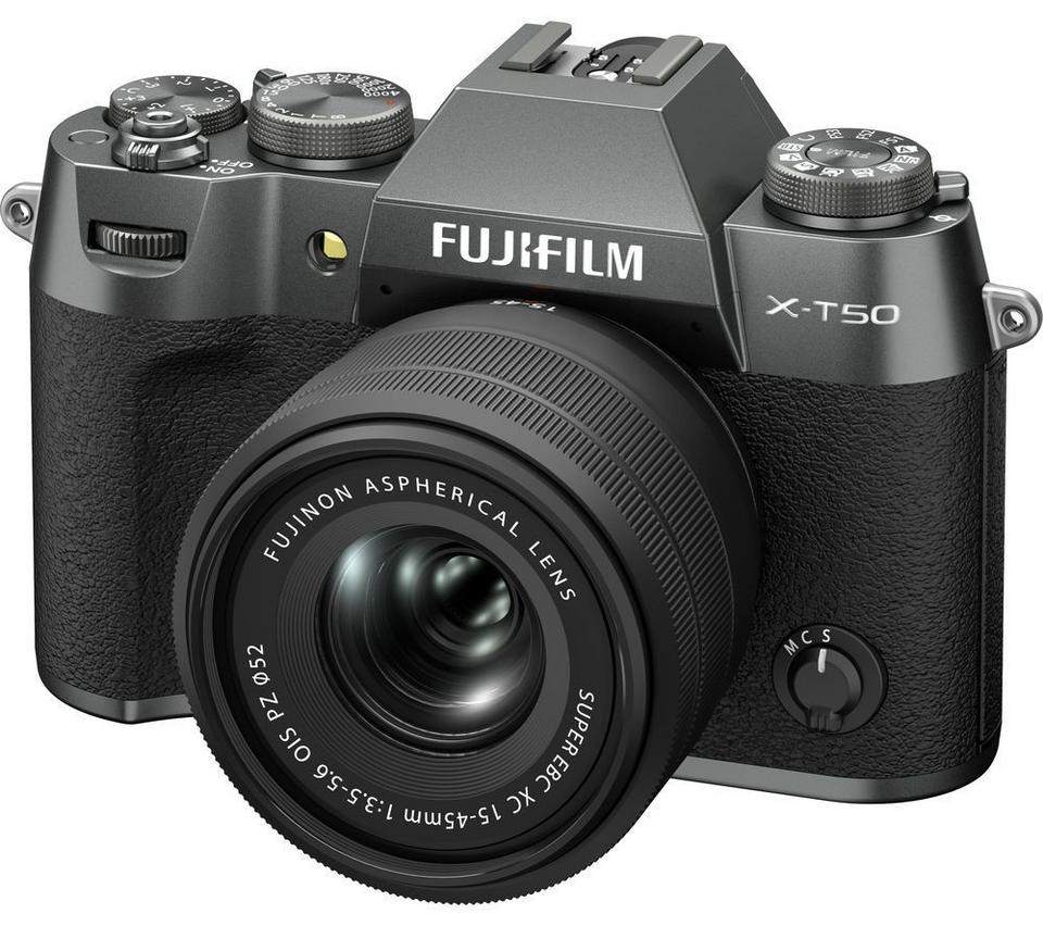 FUJIFILM X-T50 Mirrorless Camera with FUJINON XC 15-45 mm f/3.5-5.6 OIS PZ Lens - Charcoal Silver