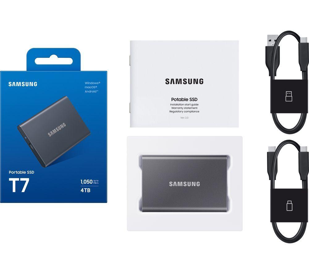 Buy SAMSUNG T7 Portable External SSD - 4 TB, Grey | Currys