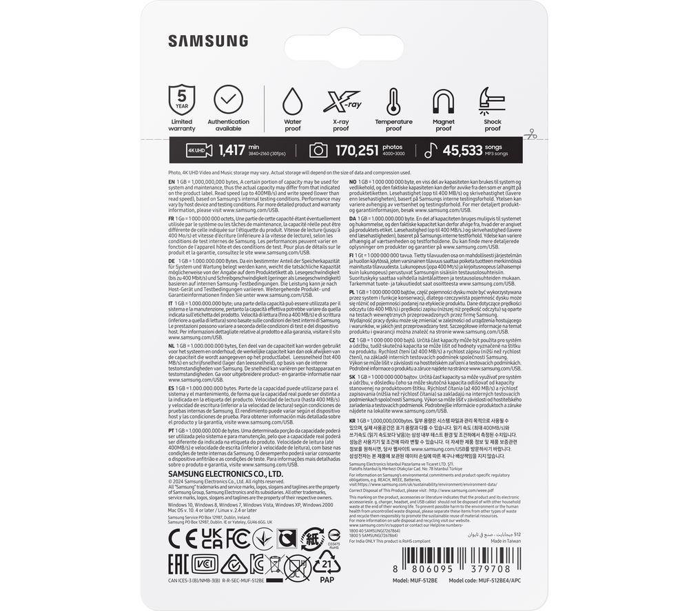 SAMSUNG Bar Plus USB 3.2 Memory Stick - 512 GB, Titan Grey image number 5 of 5
