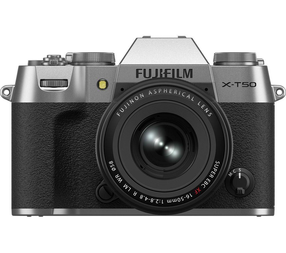 FUJIFILM X-T50 Mirrorless Camera with FUJINON XF 16-50 mm f/2.8-4.8 R LM WR Lens - Silver