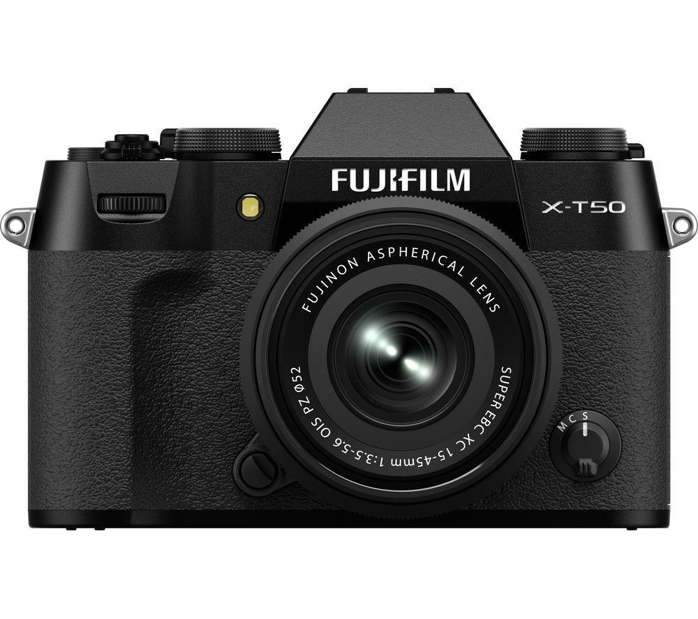 FUJIFILM X-T50 Mirrorless Camera with FUJINON XC 15-45 mm f/3.5-5.6 OIS PZ Lens - Black