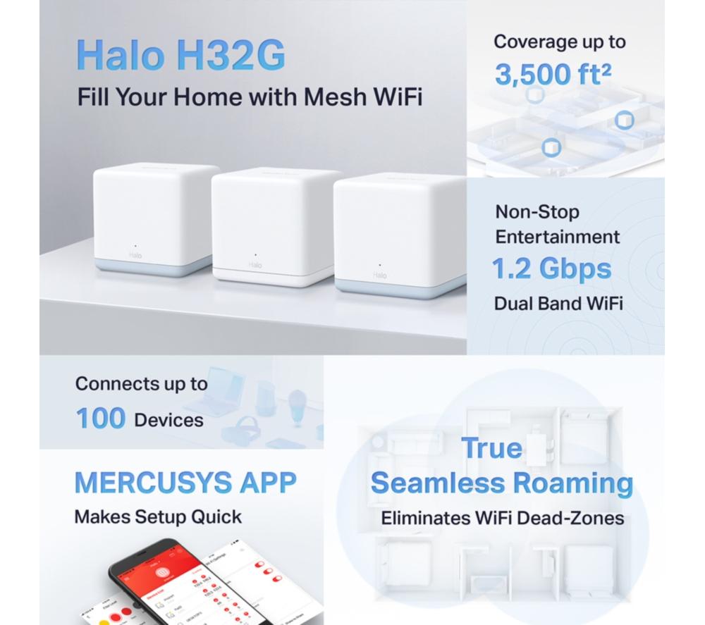 MERCUSYS Halo H1200 Whole Home WiFi System - Triple Pack image number 3 of 8