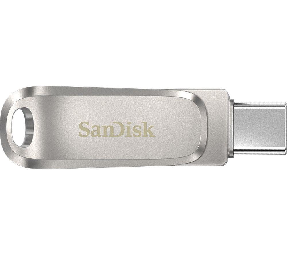 Sandisk Ultra Usb Type-C & Usb 3.2 Dual Memory Stick - 128 Gb, Silver, Silver/Grey