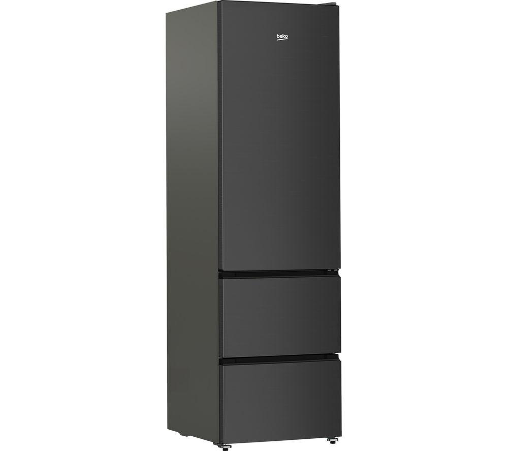 BEKO HarvestFresh GNE4603VPZ 70/30 Fridge Freezer – Black Steel, Silver/Grey,Black