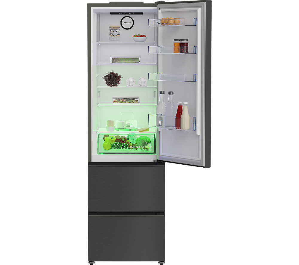 BEKO Pro HarvestFresh GNE4603VPZ 70/30 Fridge Freezer - Black Steel image number 2 of 12