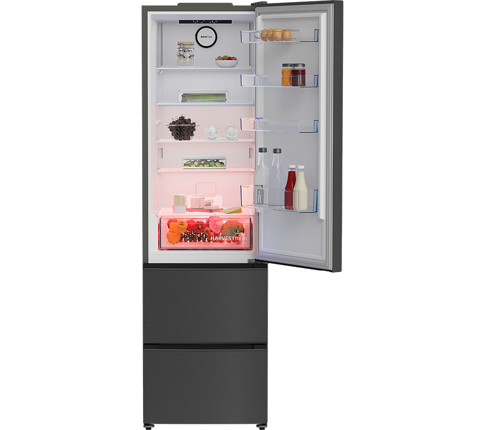 BEKO Pro HarvestFresh GNE4603VPZ 70/30 Fridge Freezer - Black Steel image number 3 of 12