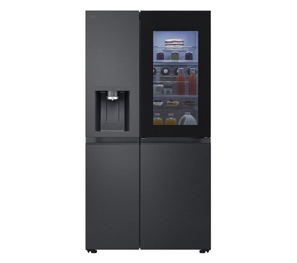 LG InstaView GSXE90EVDD American-Style Smart Fridge Freezer - Essence Black Steel, Silver/Grey,Black