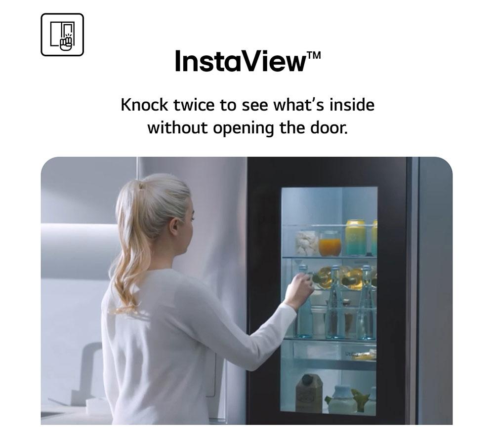 LG InstaView GSXE90EVDD American-Style Smart Fridge Freezer - Essence Black Steel image number 2 of 17