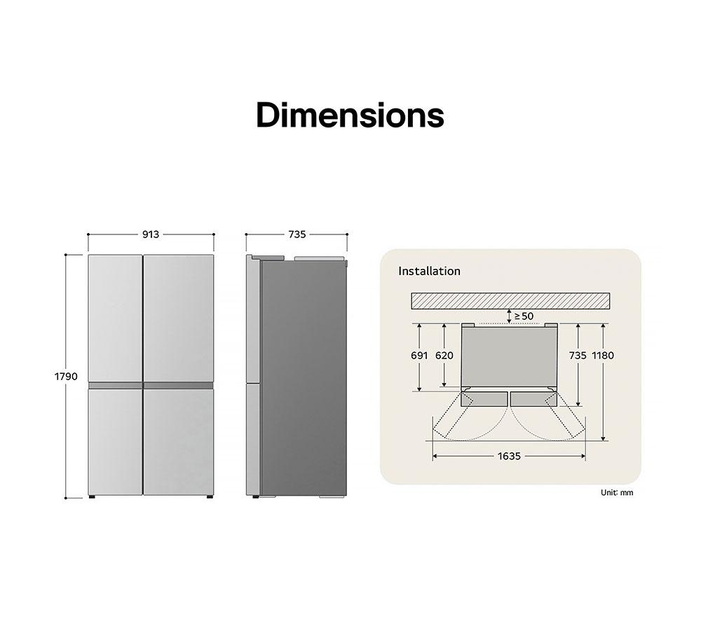 LG InstaView GSXE90EVDD American-Style Smart Fridge Freezer - Essence Black Steel image number 9 of 17