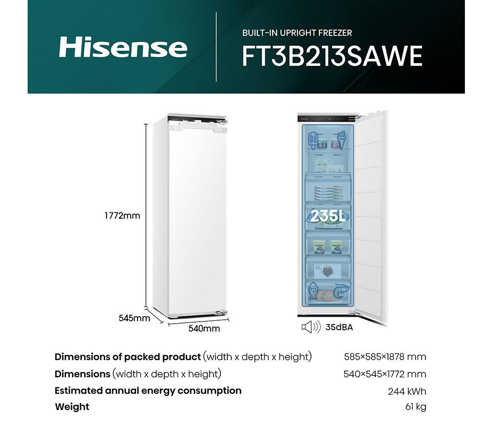 HISENSE FT3B213SAWE Integrated Tall Freezer - Fixed Hinge image number 13 of 13