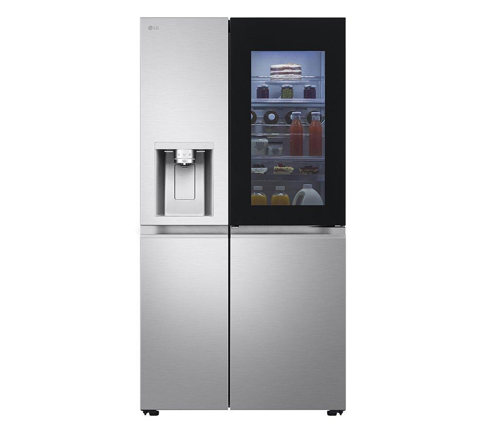 LG InstaView GSXE90BSDD American-Style Smart Fridge Freezer - Brushed Steel, Brushed Steel