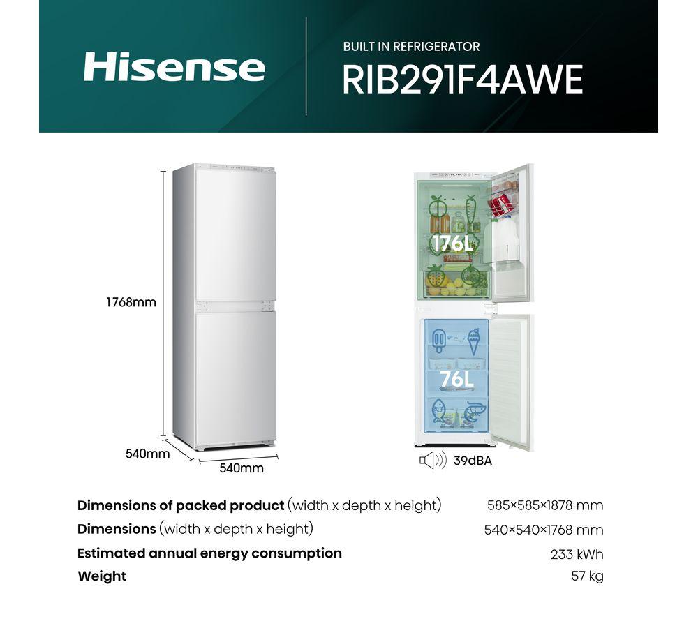 HISENSE RIB291F4AWE Integrated 50/50 Fridge Freezer - Sliding Hinge image number 13 of 13