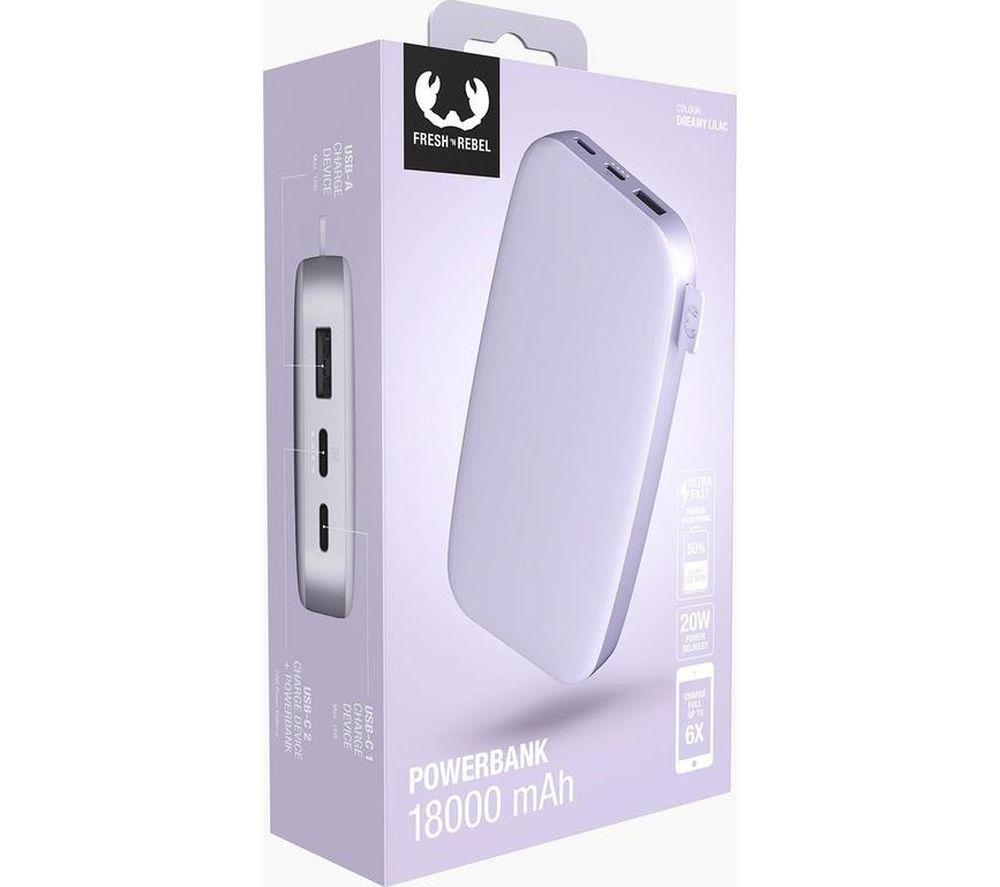 FRESH N REBEL 18000 mAh Portable Power Bank - Dreamy Lilac image number 4 of 4