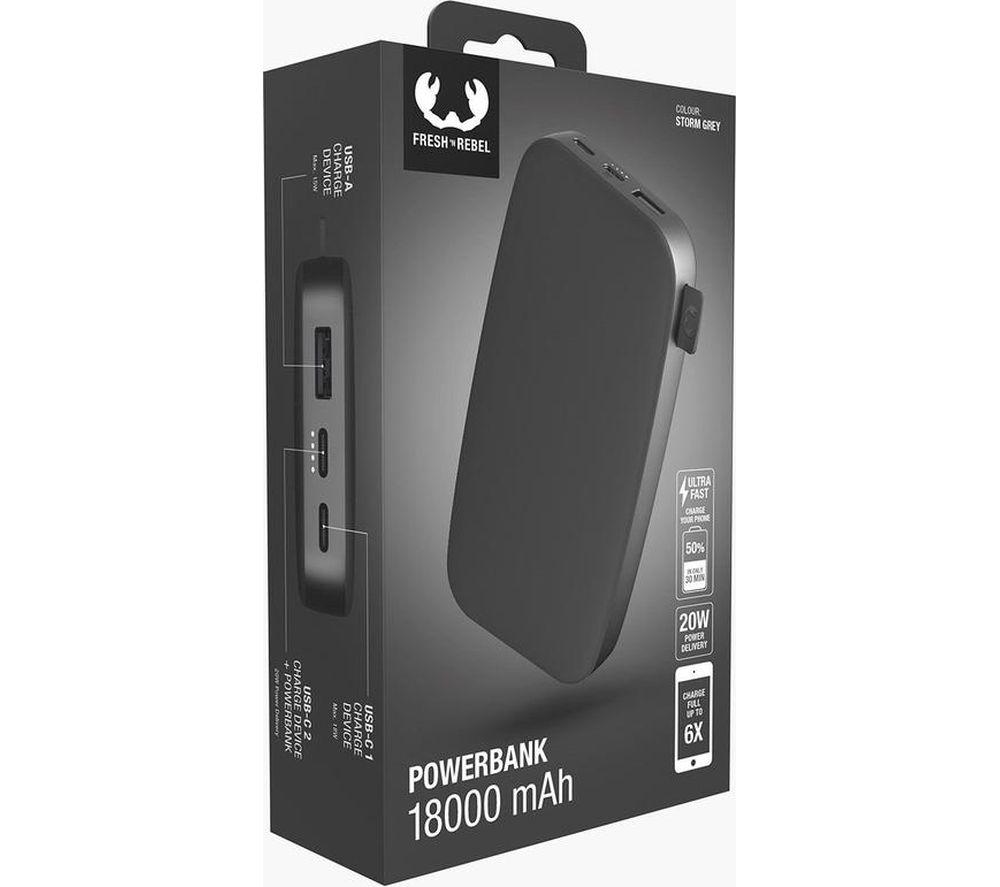 FRESH N REBEL 18000 mAh Portable Power Bank - Storm Grey image number 4 of 4